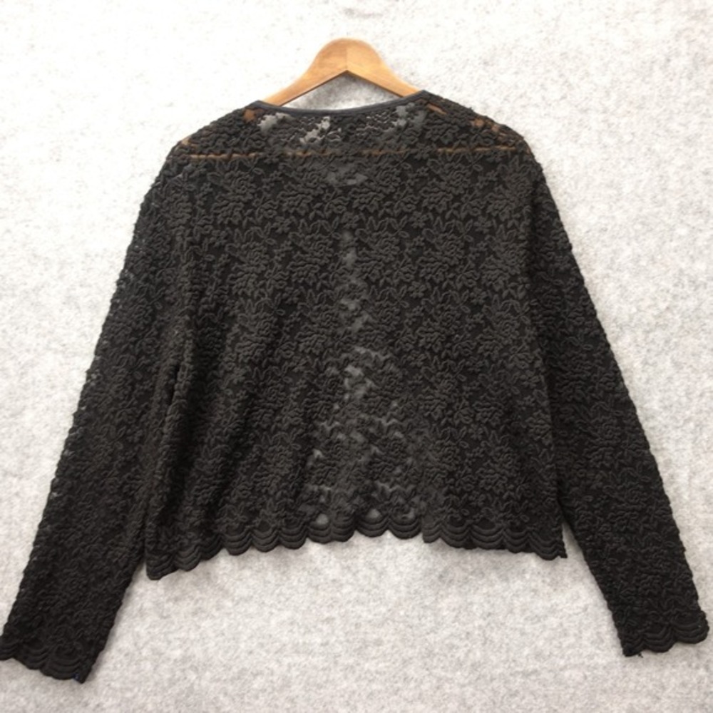 Vintage Dressbarn Lace Cardigan Women 14 16 XL Black Floral Whimsigoth Sheer USA - Picture 3 of 10